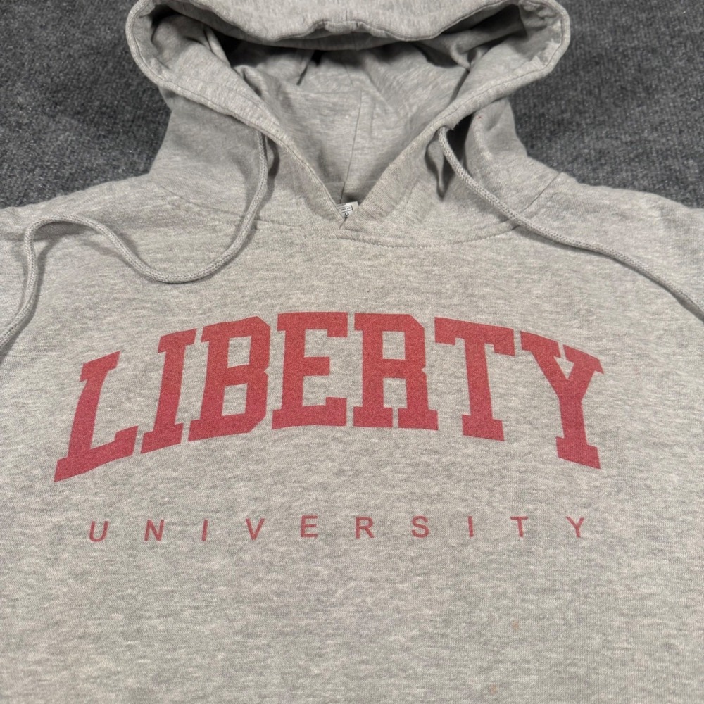 Liberty University College Hoodie Mens Large Gray Red‎ Collegiate Pullover